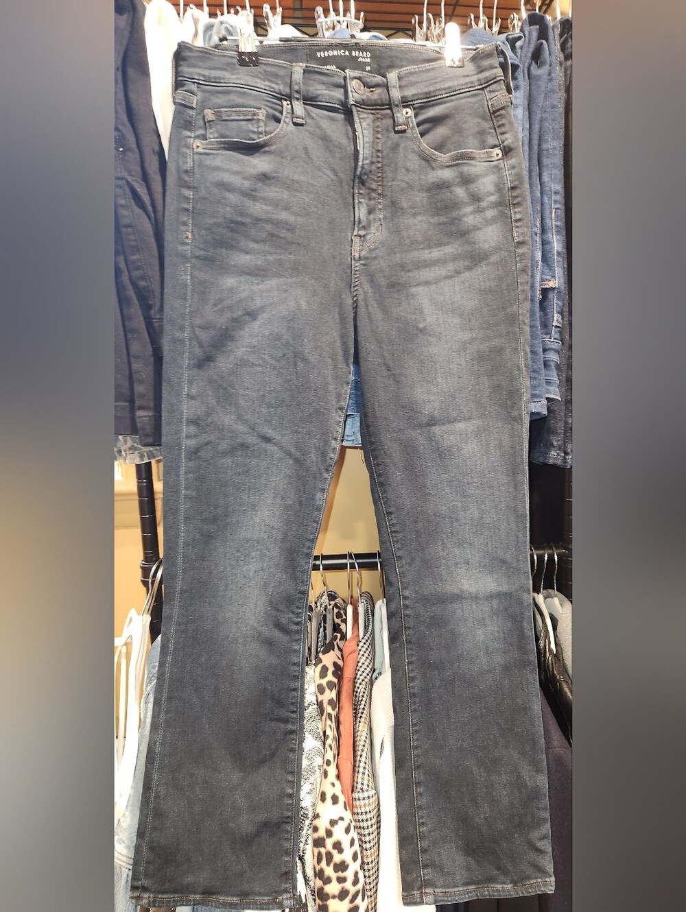 Veronica Beard Slate Gray Straight-Leg Jeans